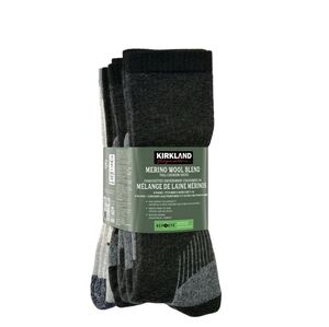 Kirkland Signature Men's Merino Wool Blend Full Cushion Socks Assorted 4 Pack